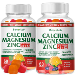BionerLab calcium magnesium zinc gummies bottle front showcasing high potency minerals