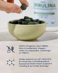 BioOptimal ingredients panel confirms a single-ingredient spirulina.