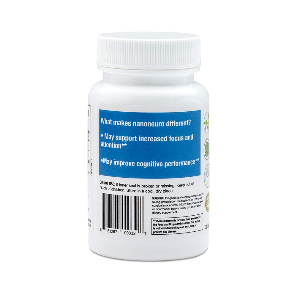 Biopharma Scientific NanoNeuro capsules closeup showing NAC and L-Theanine for cognitive support