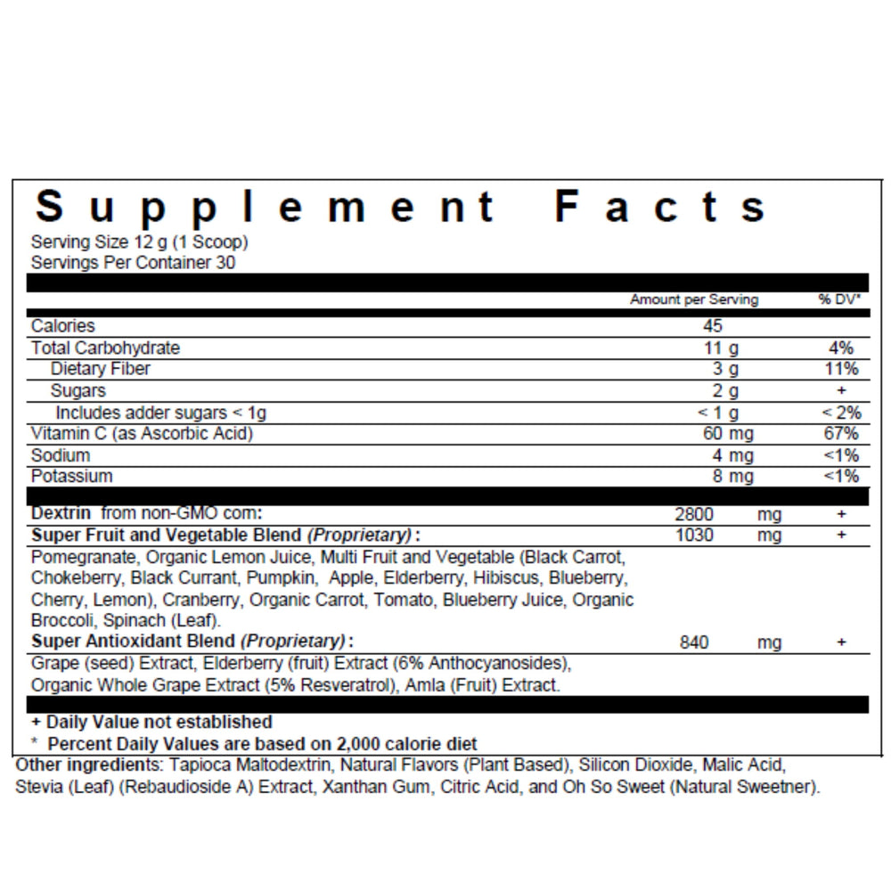 Biopharma Scientific Nanoreds Reds berry powder jar emphasizes convenient, versatile nutrition.