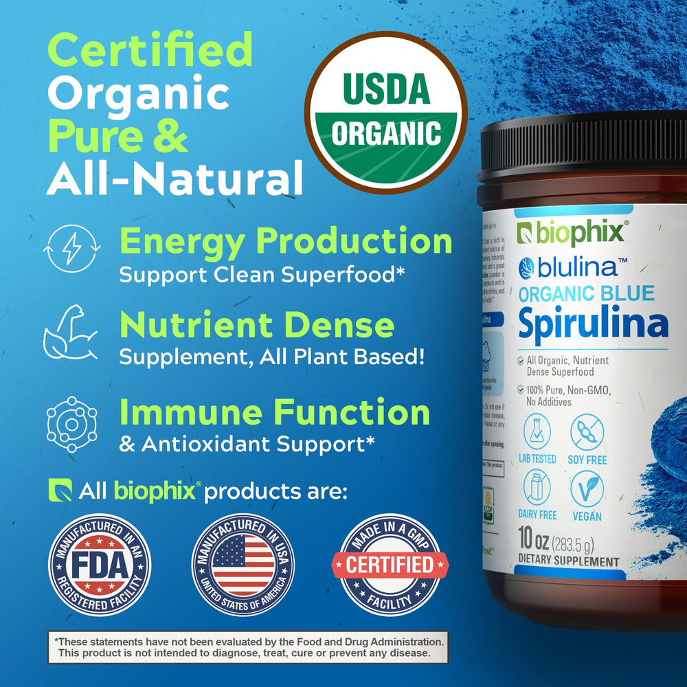 Biophix Blue Spirulina Powder in a smoothie bowl with blue hue.