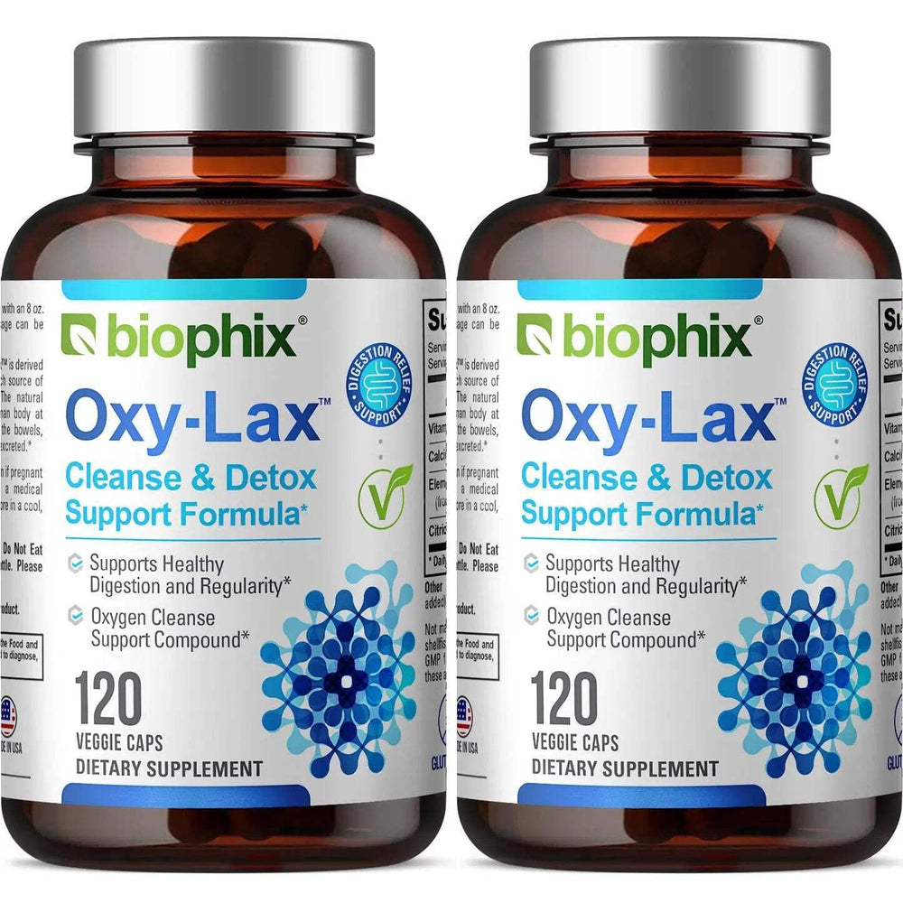 Biophix Oxy-Lax bottle front showing gentle daily wellness support
