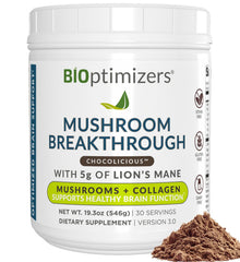 BiOptimizers mushroom chocolate drink packaging for a clean, focus-friendly start to your day