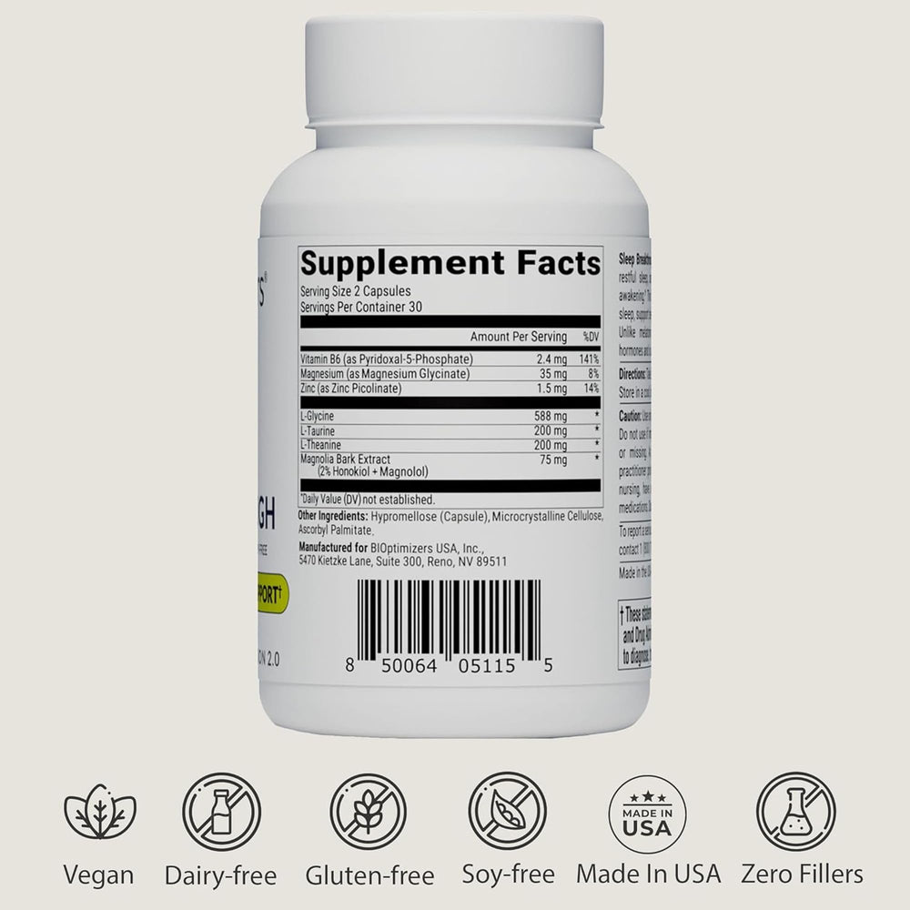 Dosing guide visual showing two capsules before bed.