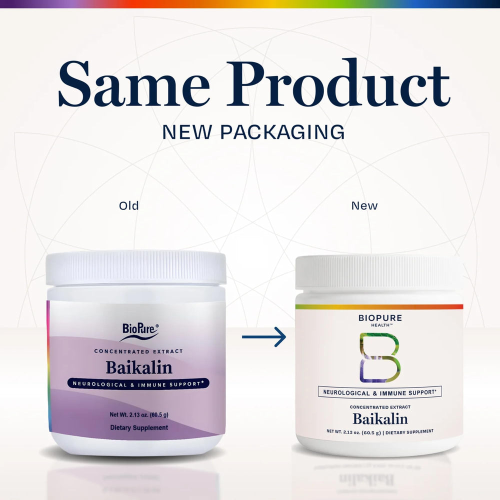BioPure Baikalin Powder spoon demonstrates easy daily dosing of plant extract.