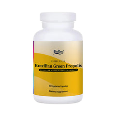 BioPure Brazilian Green Propolis extract bottle shown, potential immune support and respiratory benefits.