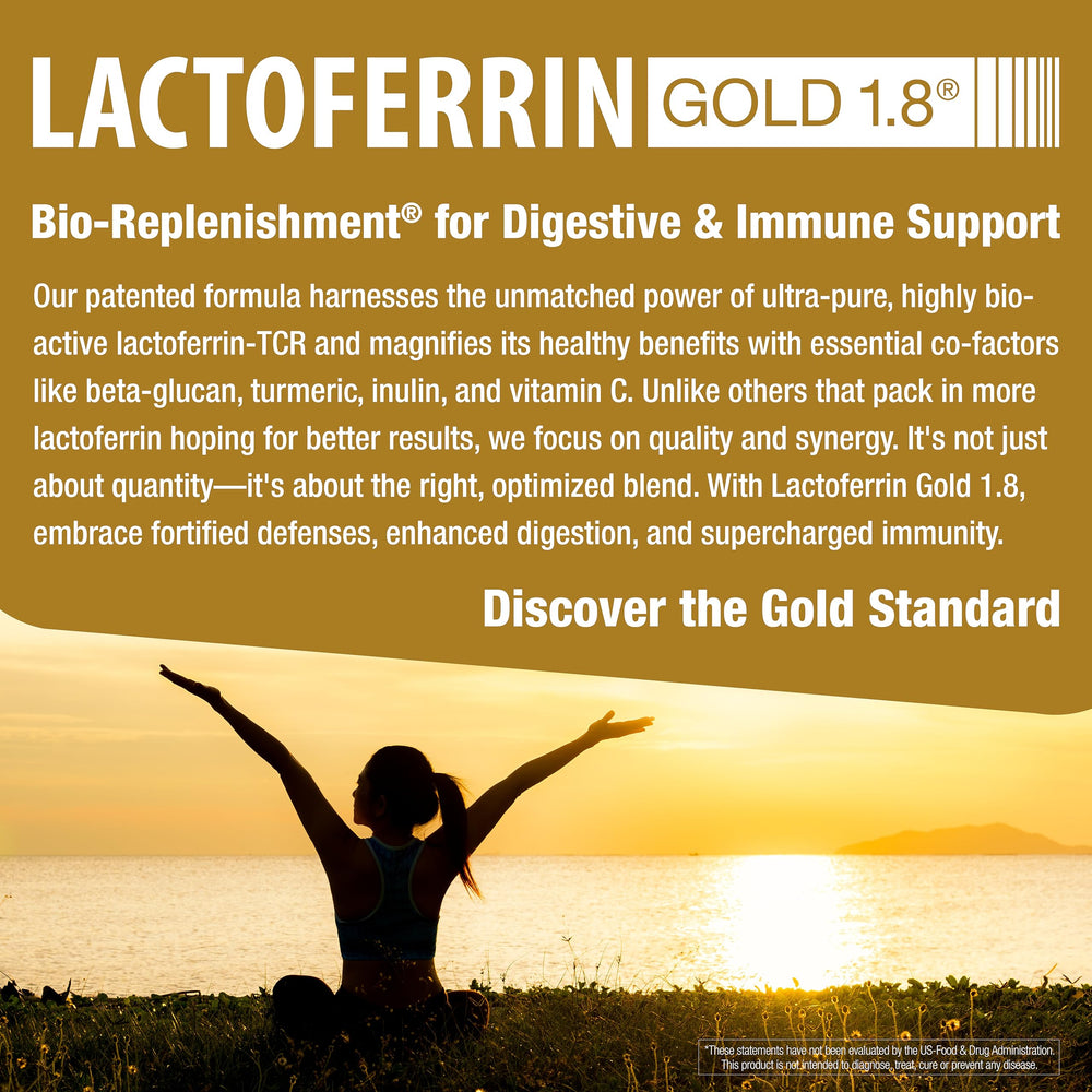 Premium packaging of BioQuad Lactoferrin Gold communicates quality.