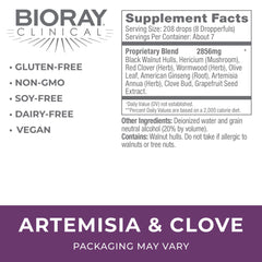 BIORAY Artemisia & Clove dropper closeup shows easy dosing for consistent use.