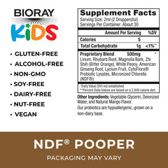 BIORAY Kids NDF Pooper bottle pour demonstrates easy administration.