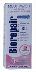 Biorepair Gum Protection mouthwash being poured for daily use