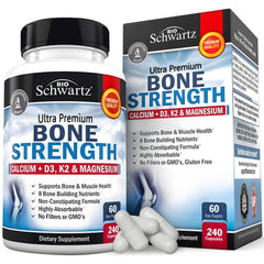 BioSchwartz Bone Strength bottle label highlighting 9-in-1 minerals for daily support