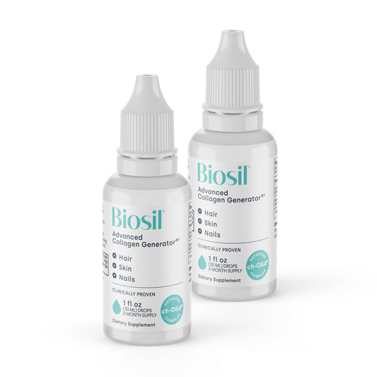 Biosil Collagen Booster bottle pour—easy daily activation for skin and nails