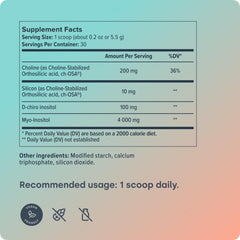 Biosil HerHarmony nutrition label highlights clean, simple supplementation.