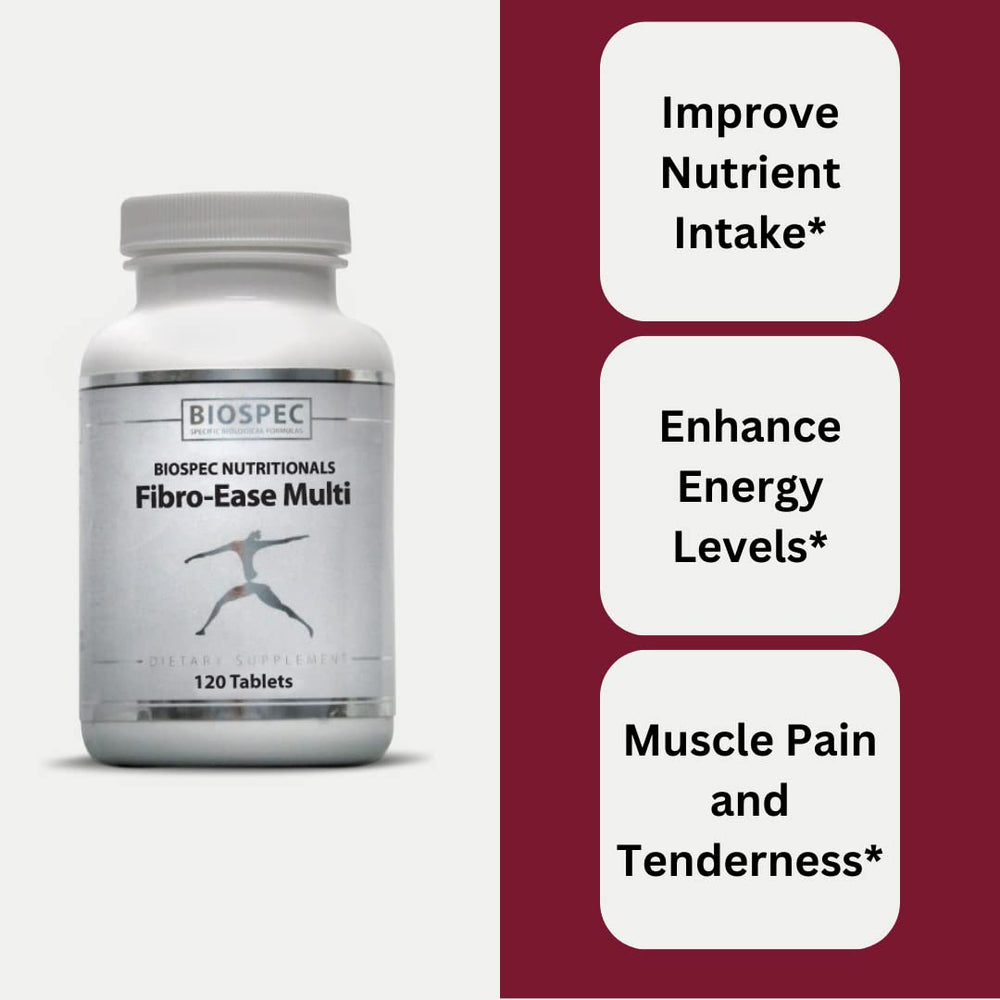 BIOSPEC Fibro-Ease Multi daily dosage guidance with two tablets.