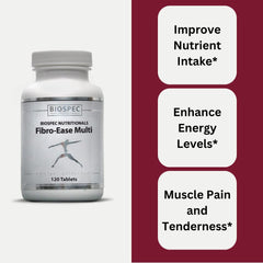 BIOSPEC Fibro-Ease Multi daily dosage guidance with two tablets.