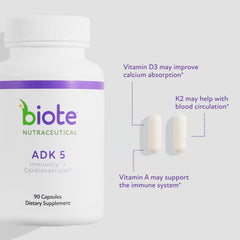 Biote ADK 5 capsules in blister pack illustrating immune system support potential.