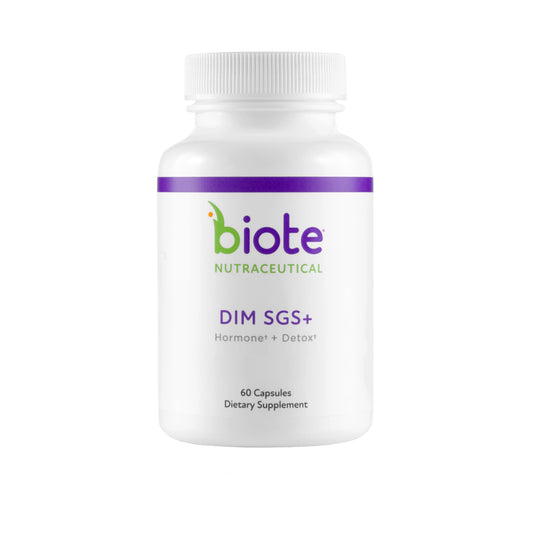 Biote DIM SGS+ bottle for hormone metabolism support.