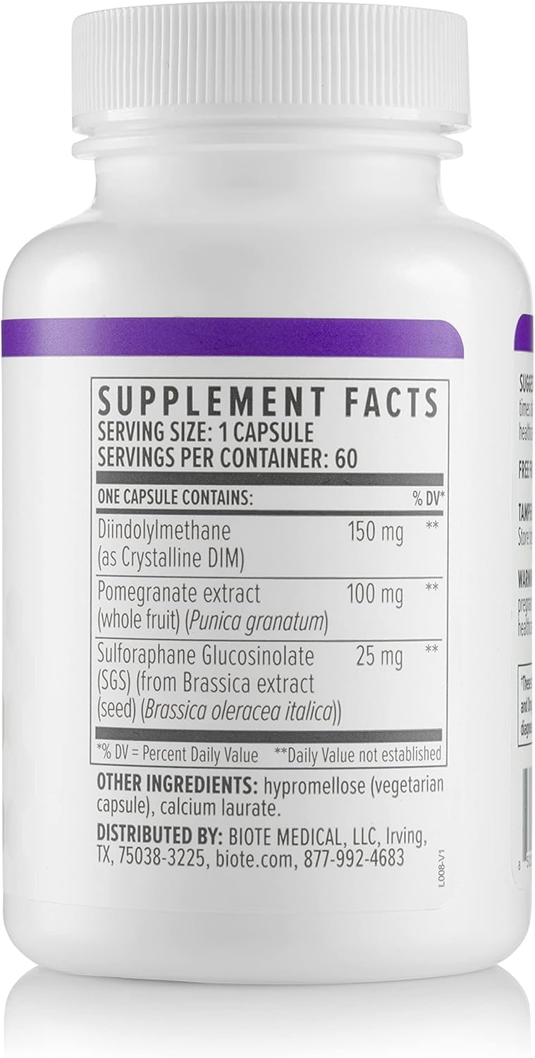 Biote DIM SGS+ closeup of ingredients indicating bioavailability details.
