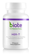 Biote HER-T bottle front showing 30 capsules for daily use
