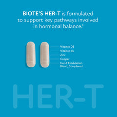 Biote HER-T capsules close-up illustrating easy daily dosage