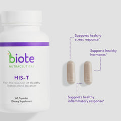 Biote HIS-T bottle back label with ingredient highlights and usage notes