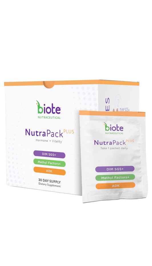 Biote NutraPackPlus daily packet front view for on-the-go wellness.