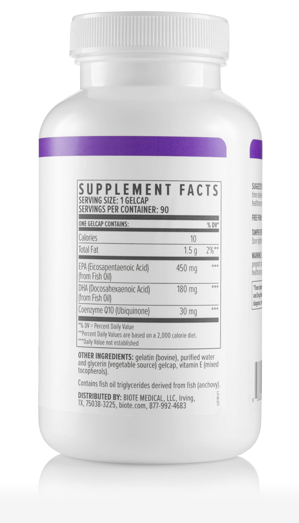 Biote Omega-3 + CoQ10 packaging in a clean kitchen setting