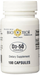 BioTech Pharmacal D3-50 bottle front view for daily vitamin D support