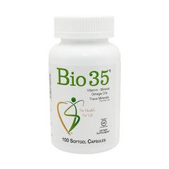 Biotek Bio-35 soft-gel bottle, easy-to-swallow capsules for daily mineral balance.