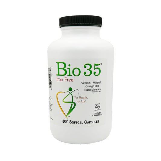 Biotek Bio-35 bottle front view illustrating daily multivitamin use for wellness.