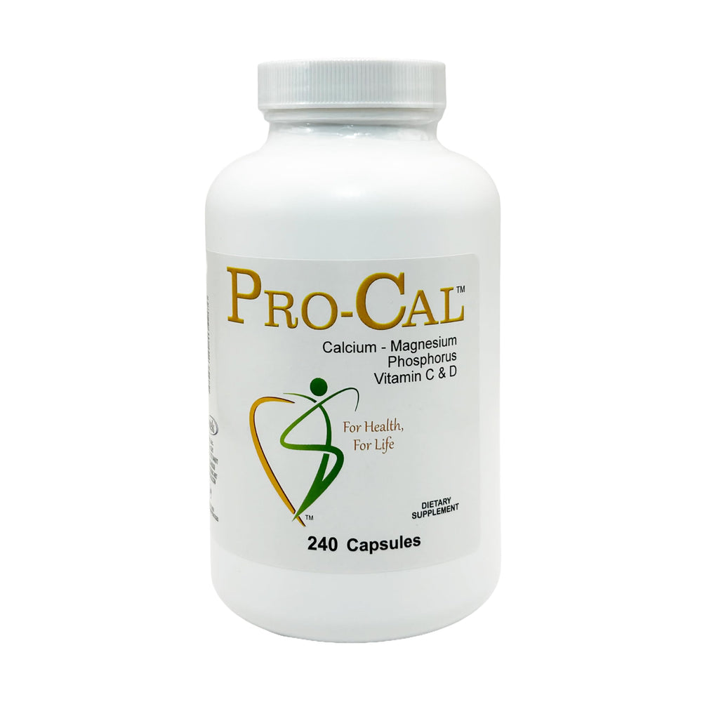 Biotek Pro-Cal bottle front, sturdy packaging for daily bone support.