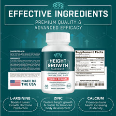 Biotequelab Height Growth capsules close-up for daily height and bone health.