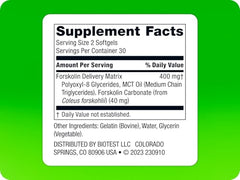 Biotest Carbolin 19 label close-up shows extended-action forskolin