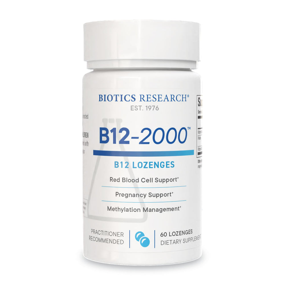 Biotics Research B12-2000 bottle with potency and USA-made quality