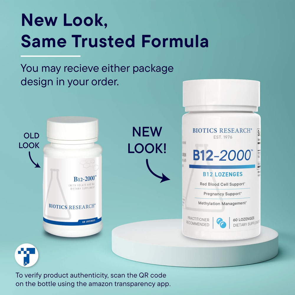 Biotics Research B12-2000 ingredients chart listing vitamins