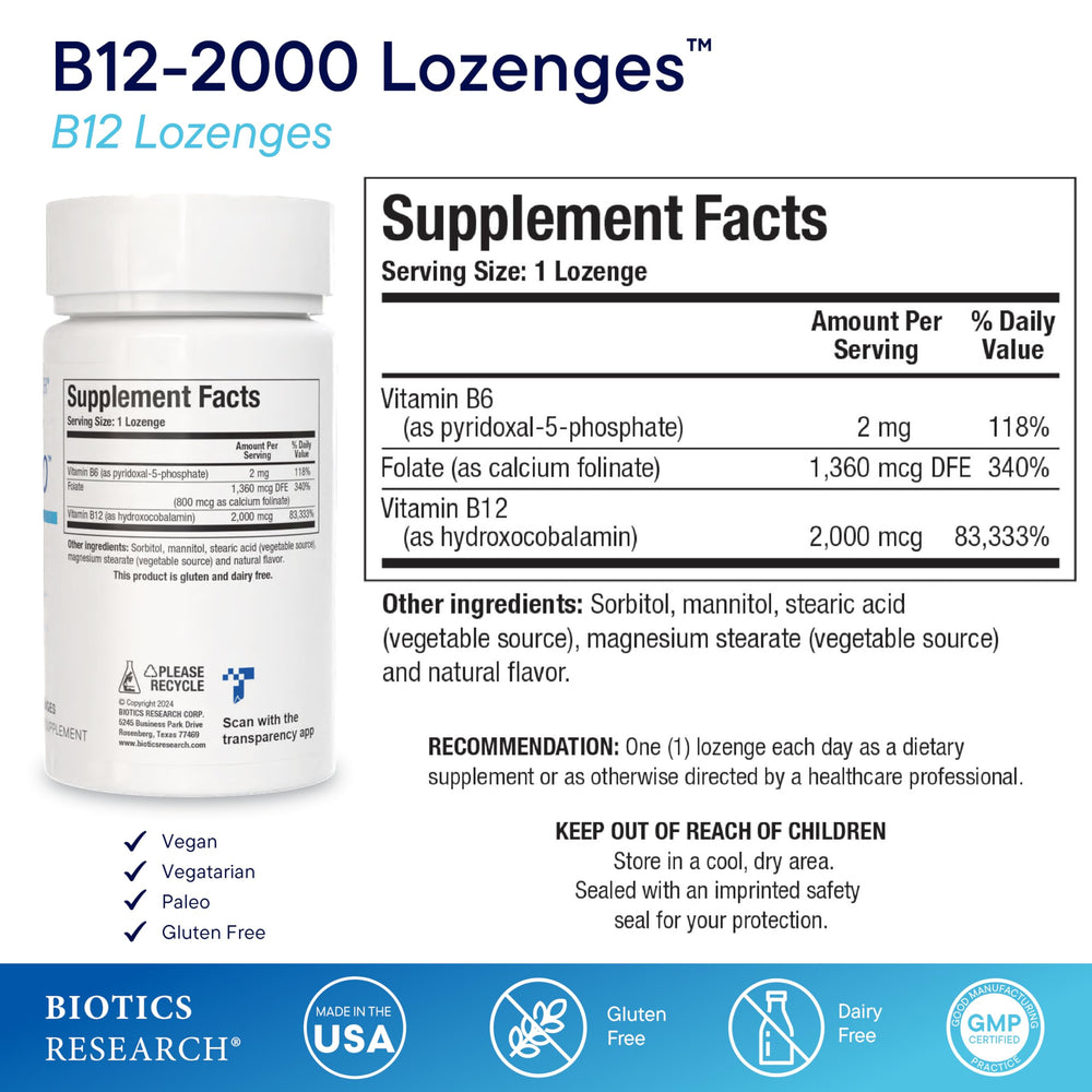 Biotics Research B12-2000 berry lozenge dissolving for daily use