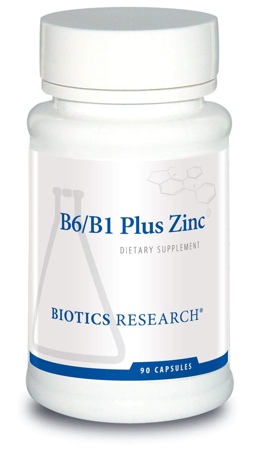 Biotics Research B6 B1 Plus Zinc bottle front for daily vitamin use.