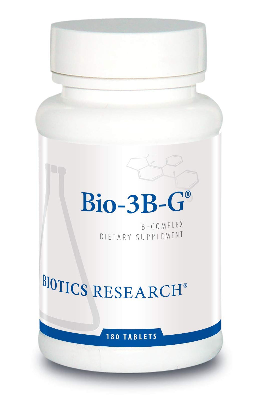 Biotics Research Bio-3B-G bottle front showing energy-focused vitamin B complex.