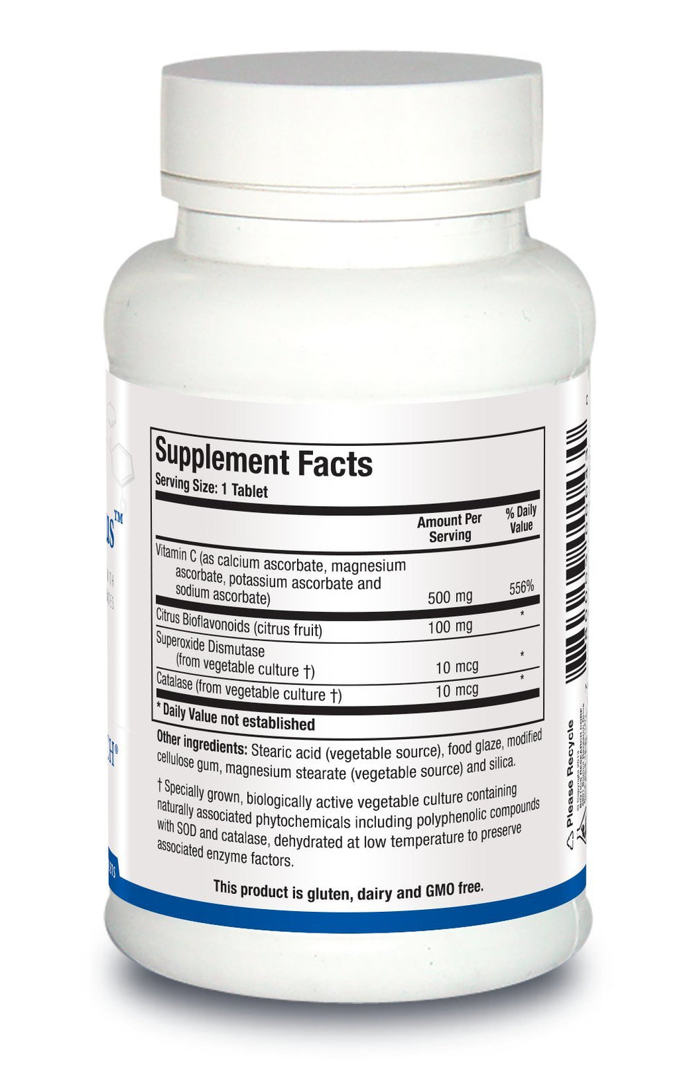 Bio C Plus label close-up showing mixed mineral ascorbates and citrus bioflavonoids
