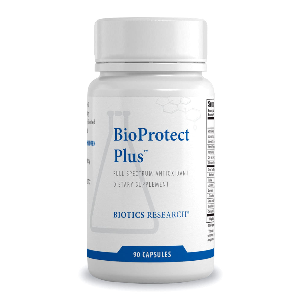 Biotics Research BioProtect Plus bottle highlighting antioxidant support for daily wellness