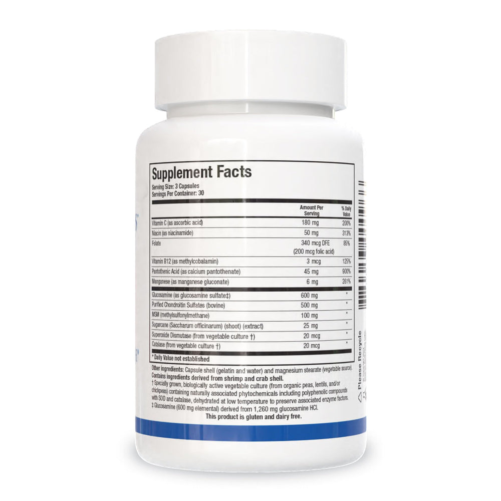 ChondroSamine-S capsules closeup for convenient daily joint support by Biotics Research.