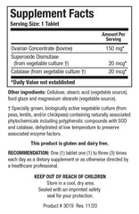 Cytozyme-O bottle back with dosing and ingredients for informed use