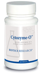 Biotics Research Cytozyme-O bottle front shows 60 tablets for female health support