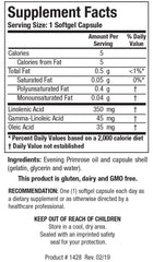 Closeup of BIOTICS RESEARCH Evening Primrose Oil capsules
