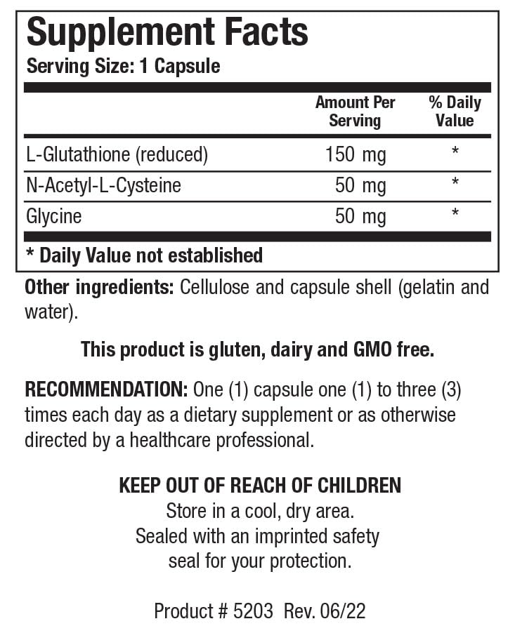 Biotics Research GSH Plus NAC and glycine ingredients panel highlighting components.