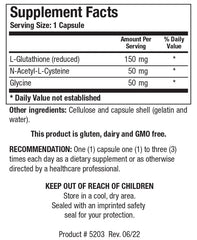 Biotics Research GSH Plus NAC and glycine ingredients panel highlighting components.