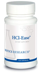 Biotics Research HCl-Ease bottle pouring demonstrates convenient digestive comfort.