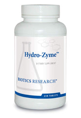 Biotics Research Hydro Zyme bottle label highlighting digestive enzymes