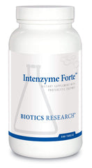 Biotics Research Intenzyme Forte bottle front view showing protein digestion support.