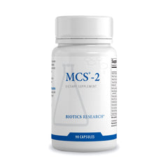 Biotics Research MCS-2 bottle close-up suggesting liver support and metabolic balance
